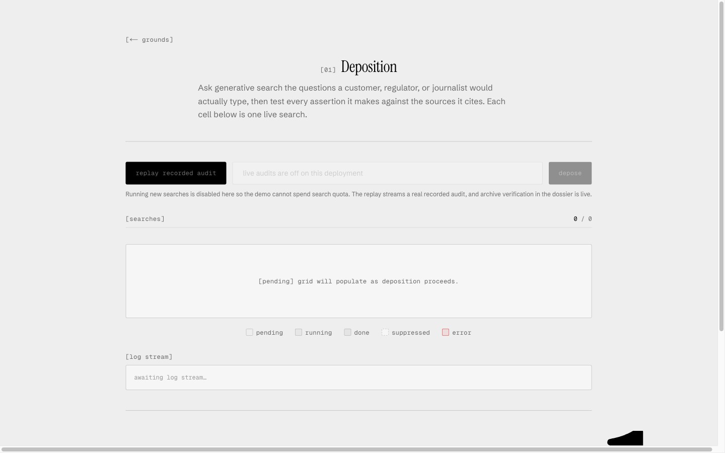 Deposition: replaying a recorded audit