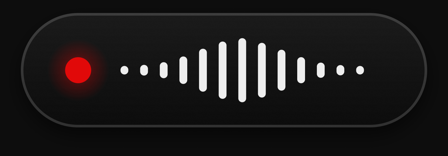 The pill, listening: red dot + 13 level bars
