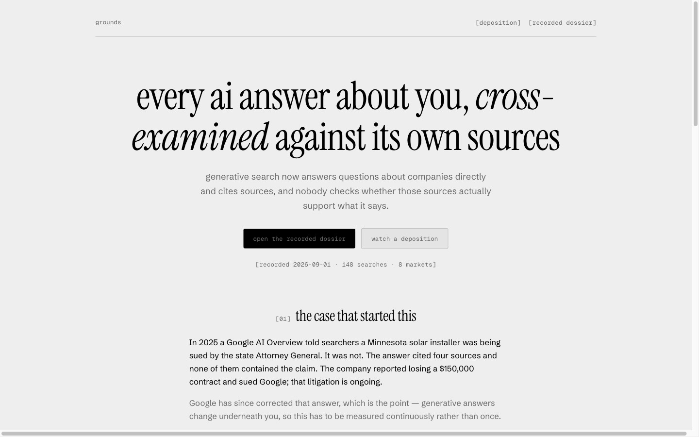 Grounds landing page